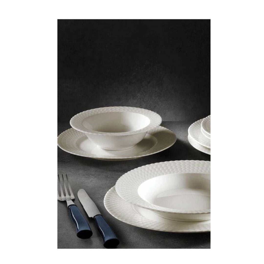 Kutahya Porselen Polo White Dinner Set, Porcelain Tableware Set, 24-Piece