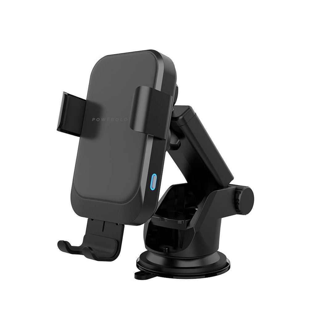 Powerology Fast Wireless Car Charger and Holder, Wireless Charging, Black