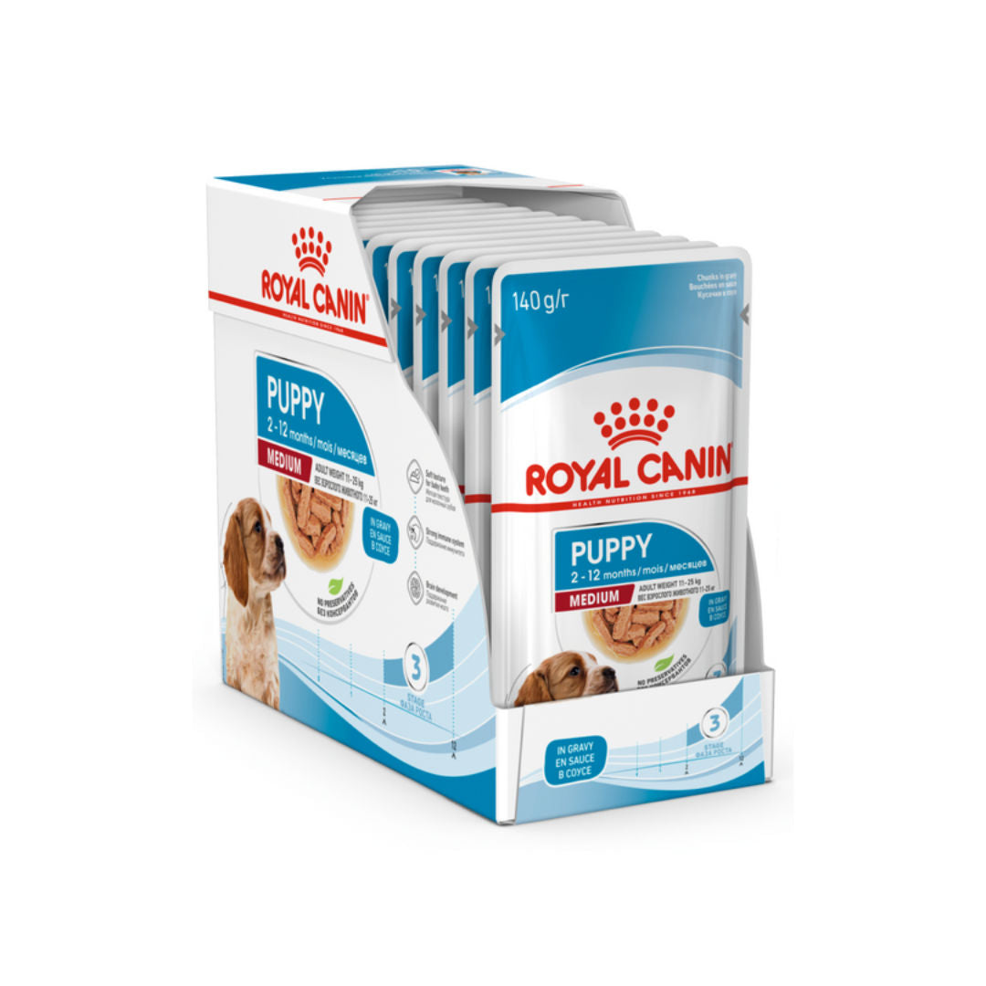 Royal Canin Medium Puppy Wet Dog Food In Gravy, 140gm, Pack of 10