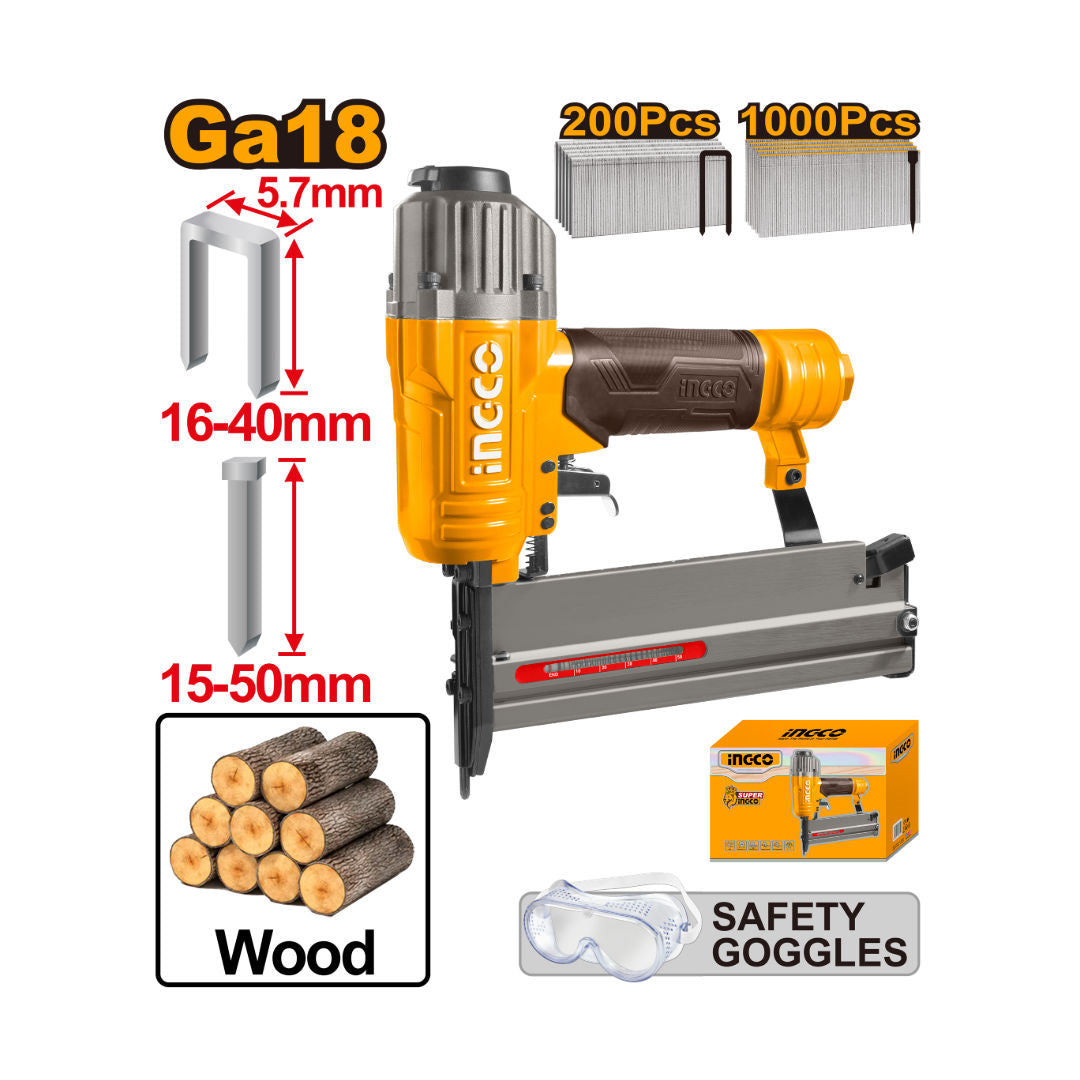 INGCO 2-in-1 Combo Brad Nailer & Stapler