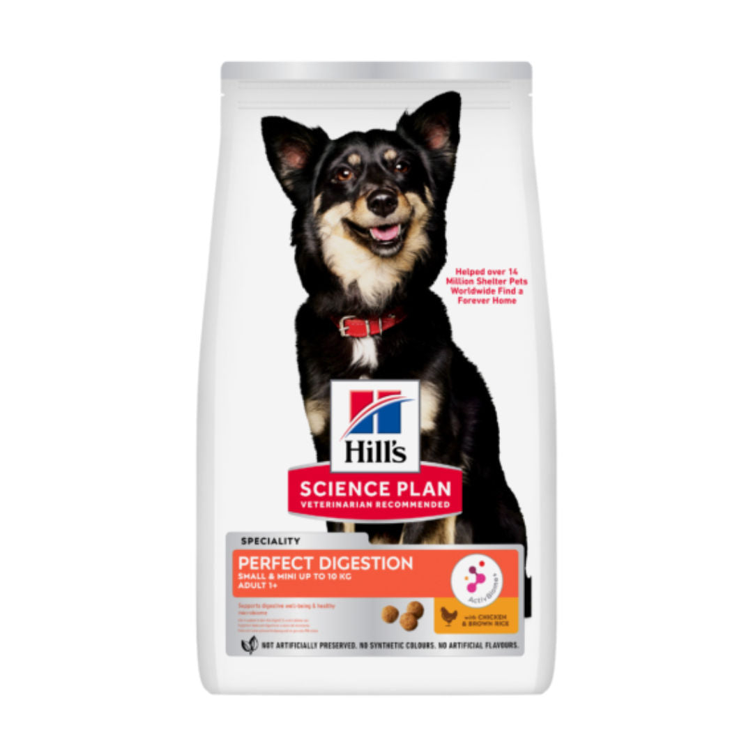 Hill's Science Plan Perfect Digestion Small & Mini Adult 1+ Dog Food, Chicken & Brown Rice, 1.5kg