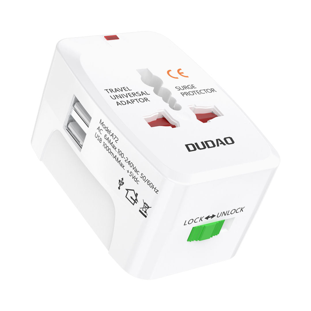 DUDAO A72 Universal Travel Charger Multi-Port Adapter, 5W, White