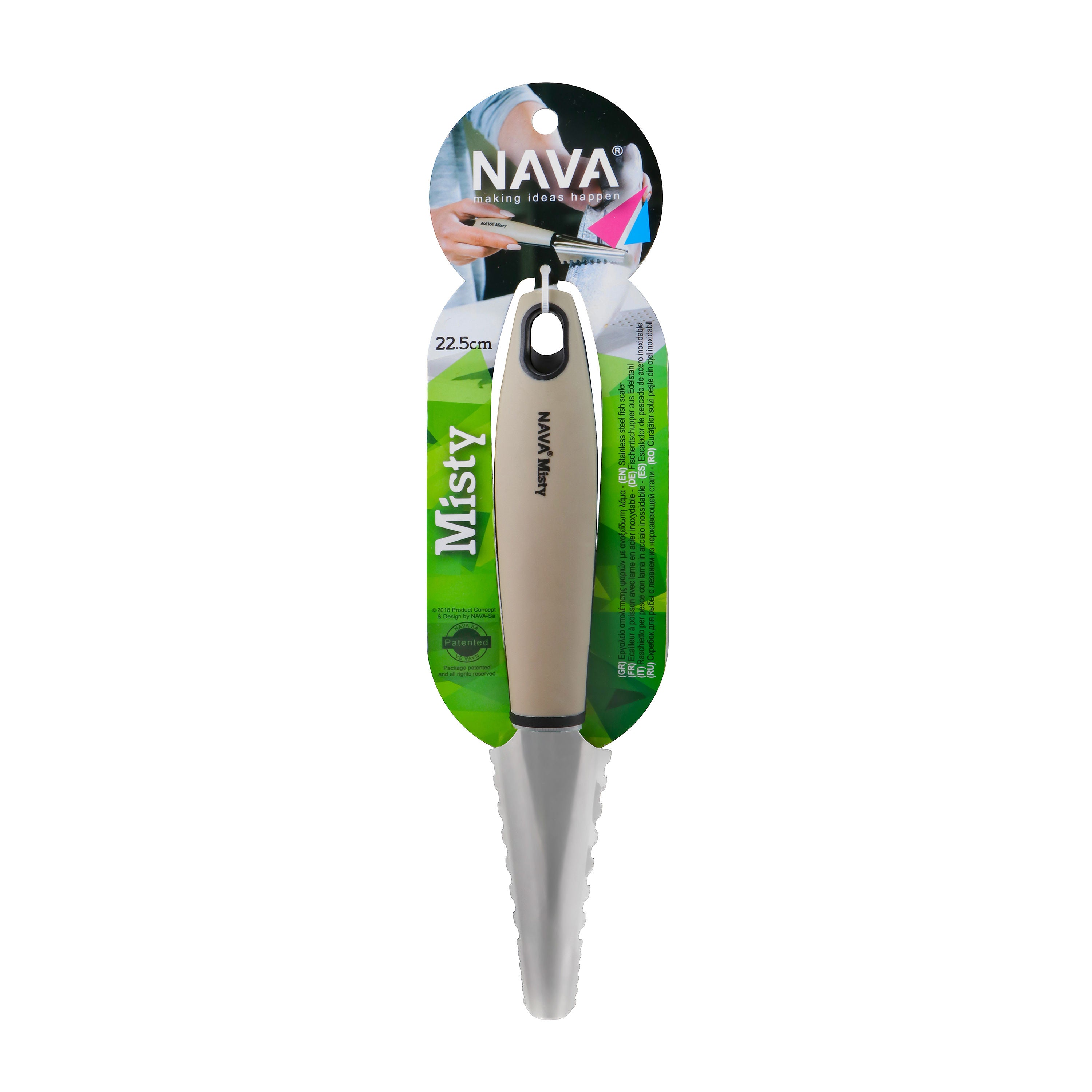 NAVA Misty Stainless Steel Fish Scaler, 22.5cm