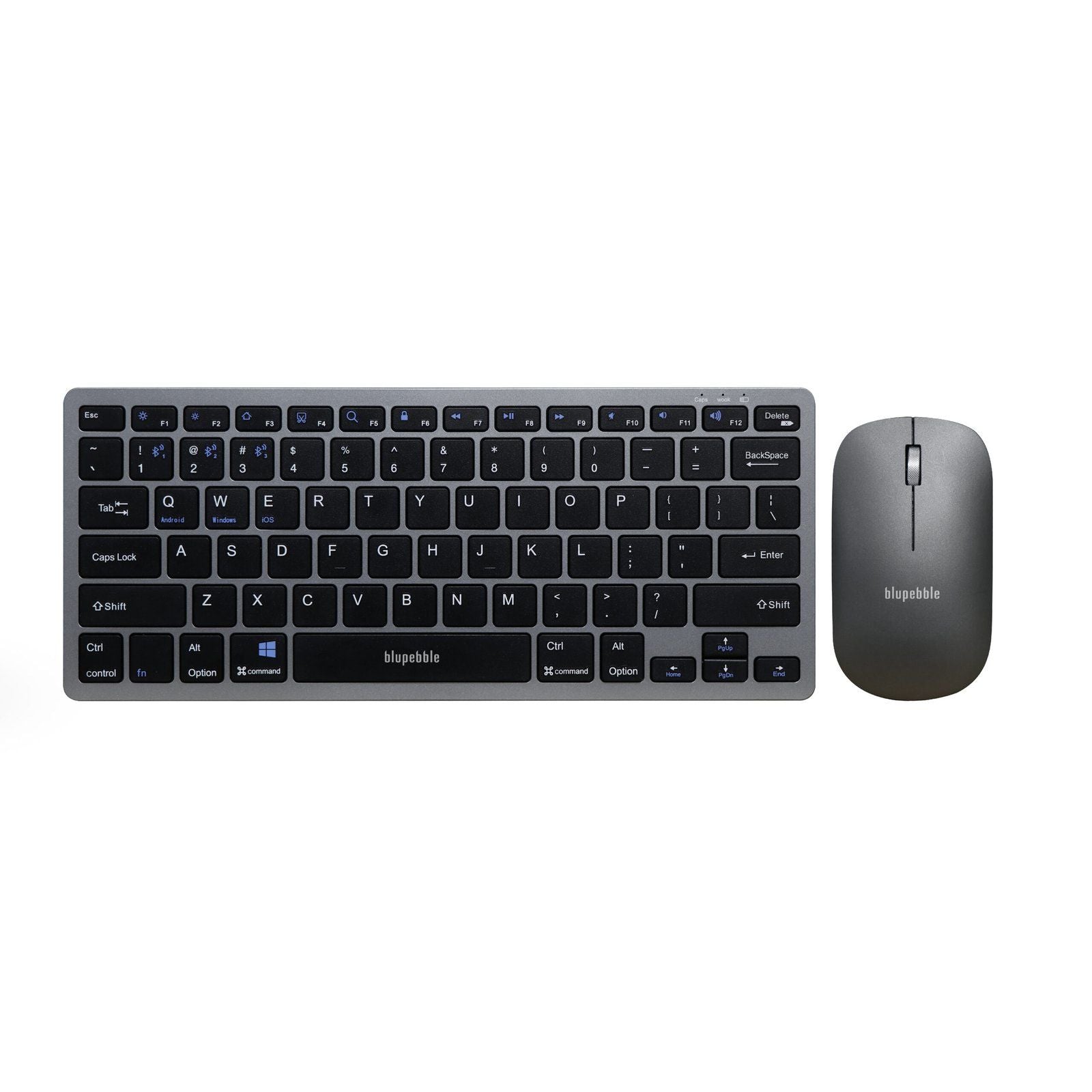 Blupebble Magic Pebble Combo, Wireless Keyboard & Mouse, Grey