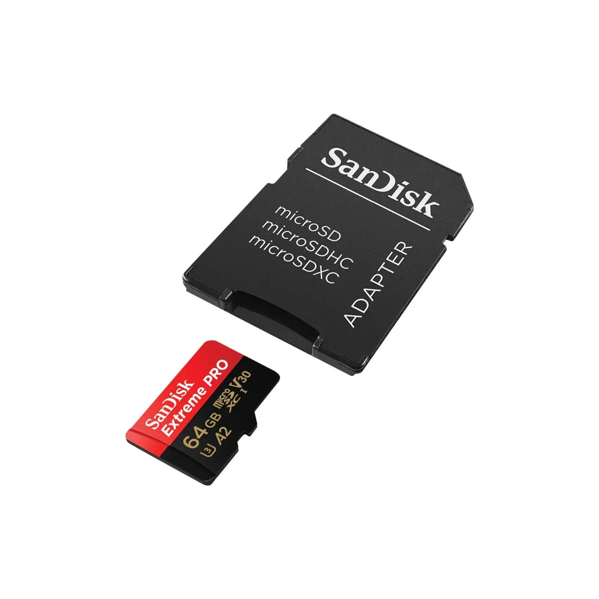 SanDisk Extreme PRO 64GB microSDXC UHS-I Card with Adapter, Up to 200MB/s, V30, U3, A2, SDSQXCU-064G-GN6MA