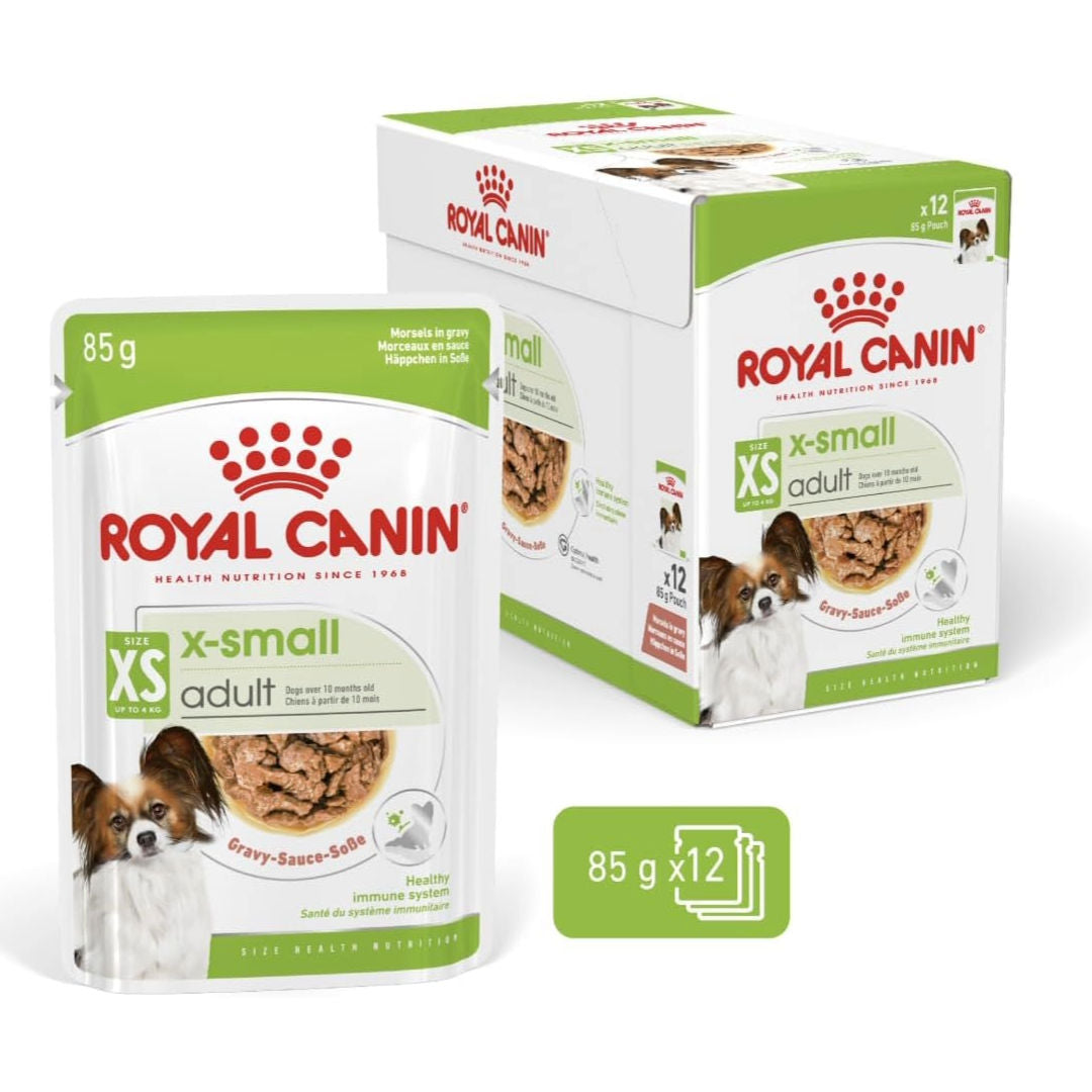 Royal Canin Size Health Nutrition XS Adult Wet Dog Food in Gravy, 85gm, Pack of 12