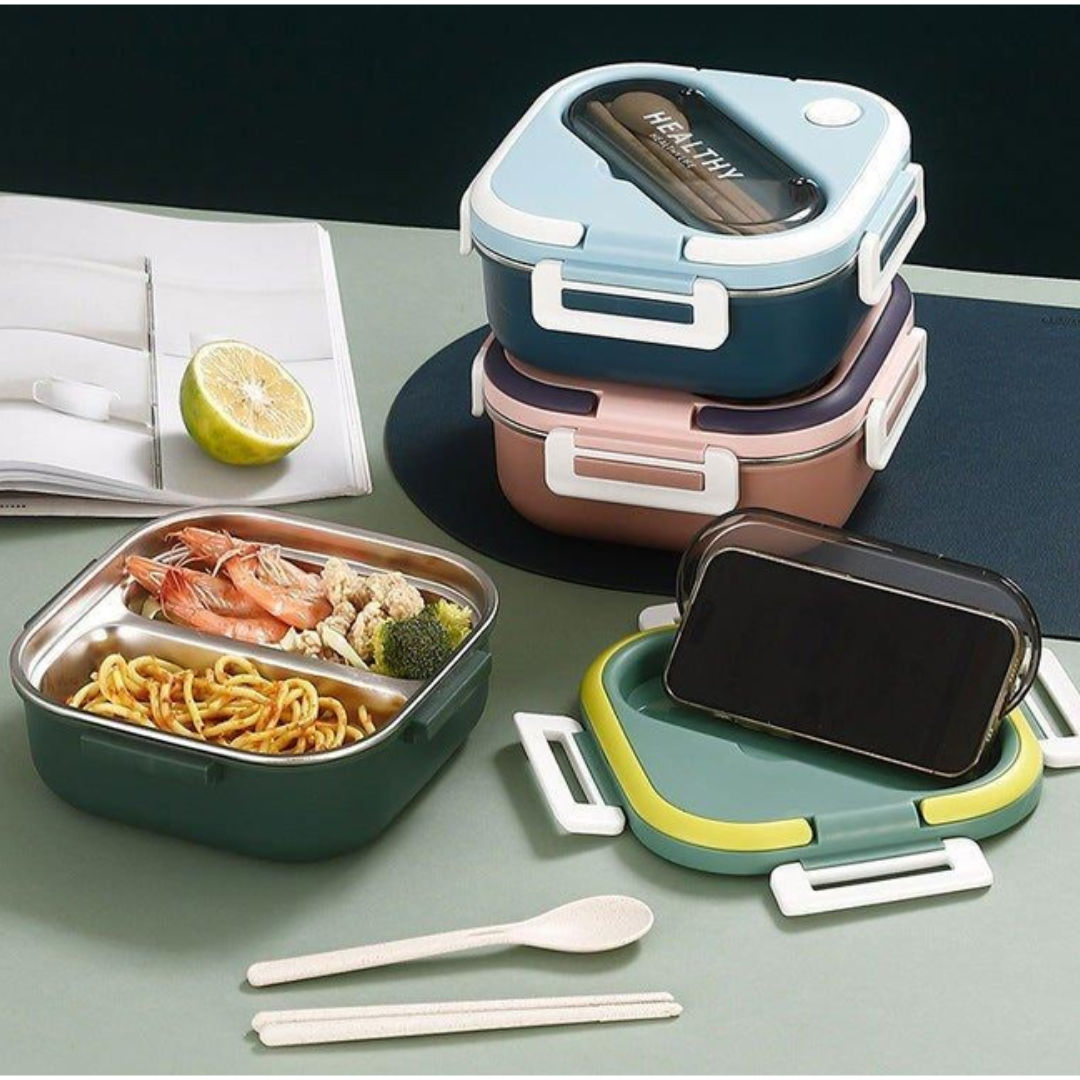 Lunch Box Stainless Steel with Cutlery