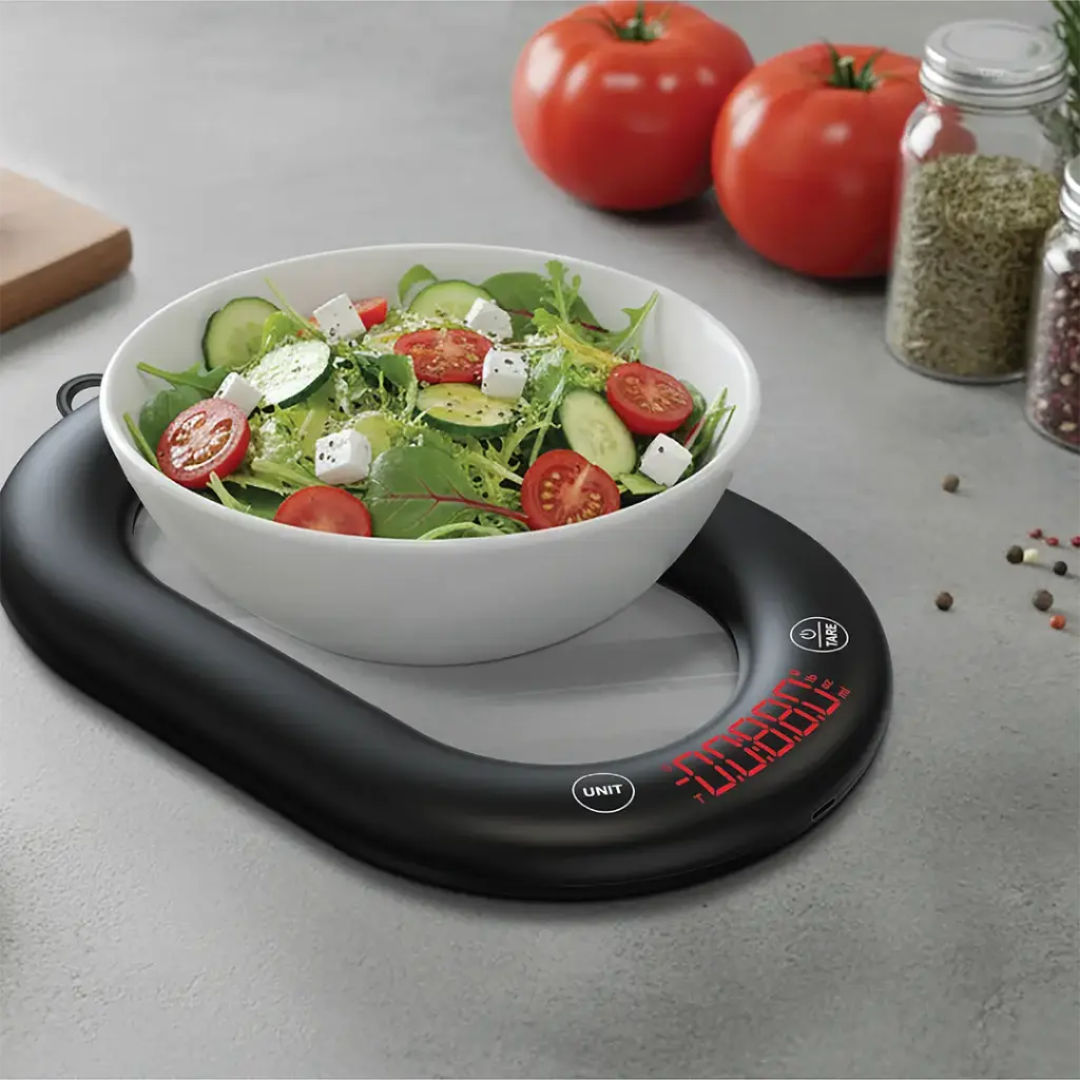 Porodo Lifestyle Glass Design Smart Kitchen Digital Scale with Real-Time App Sync - Black