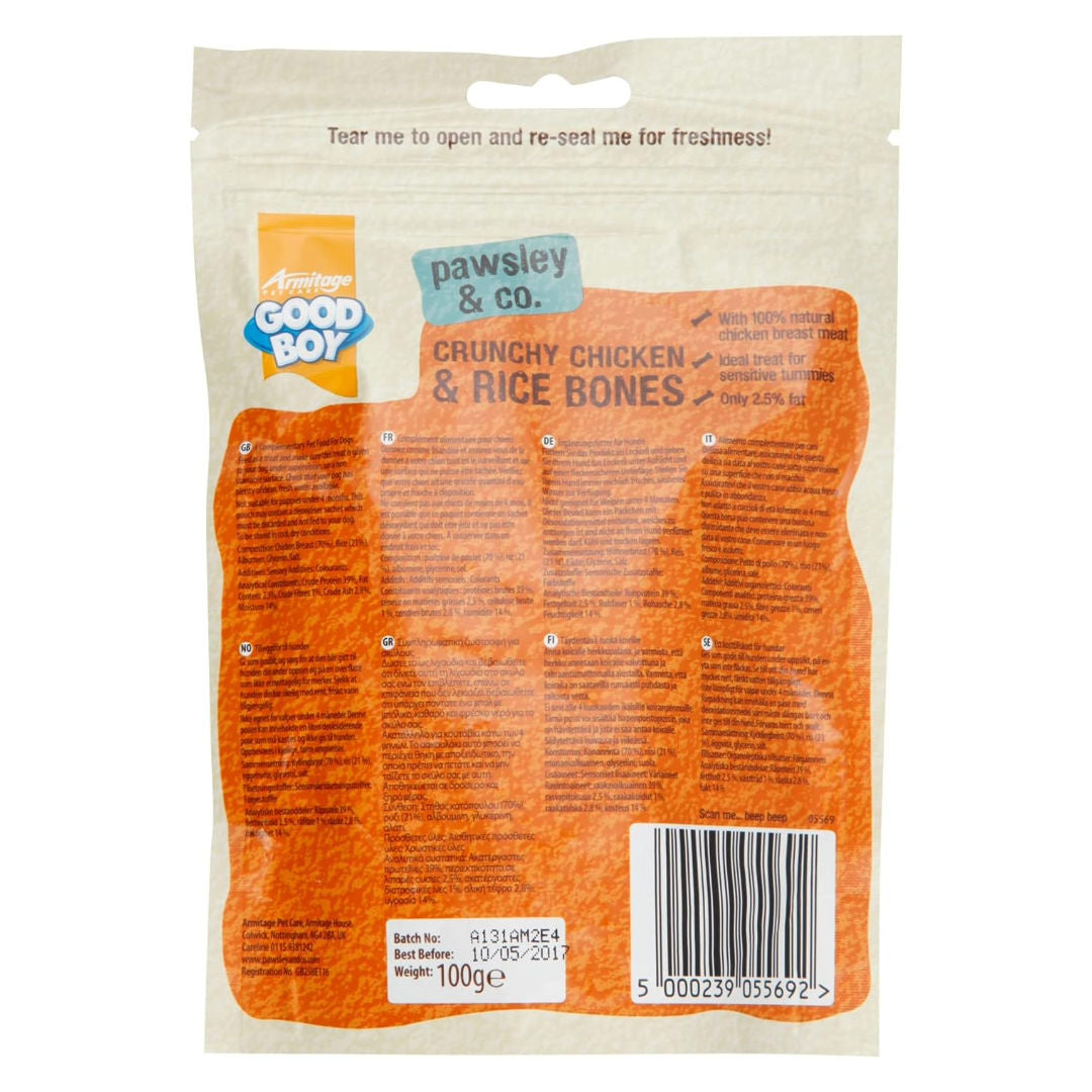Good Boy Crunchy Chicken & Rice Bones Dog Treats, 100gm