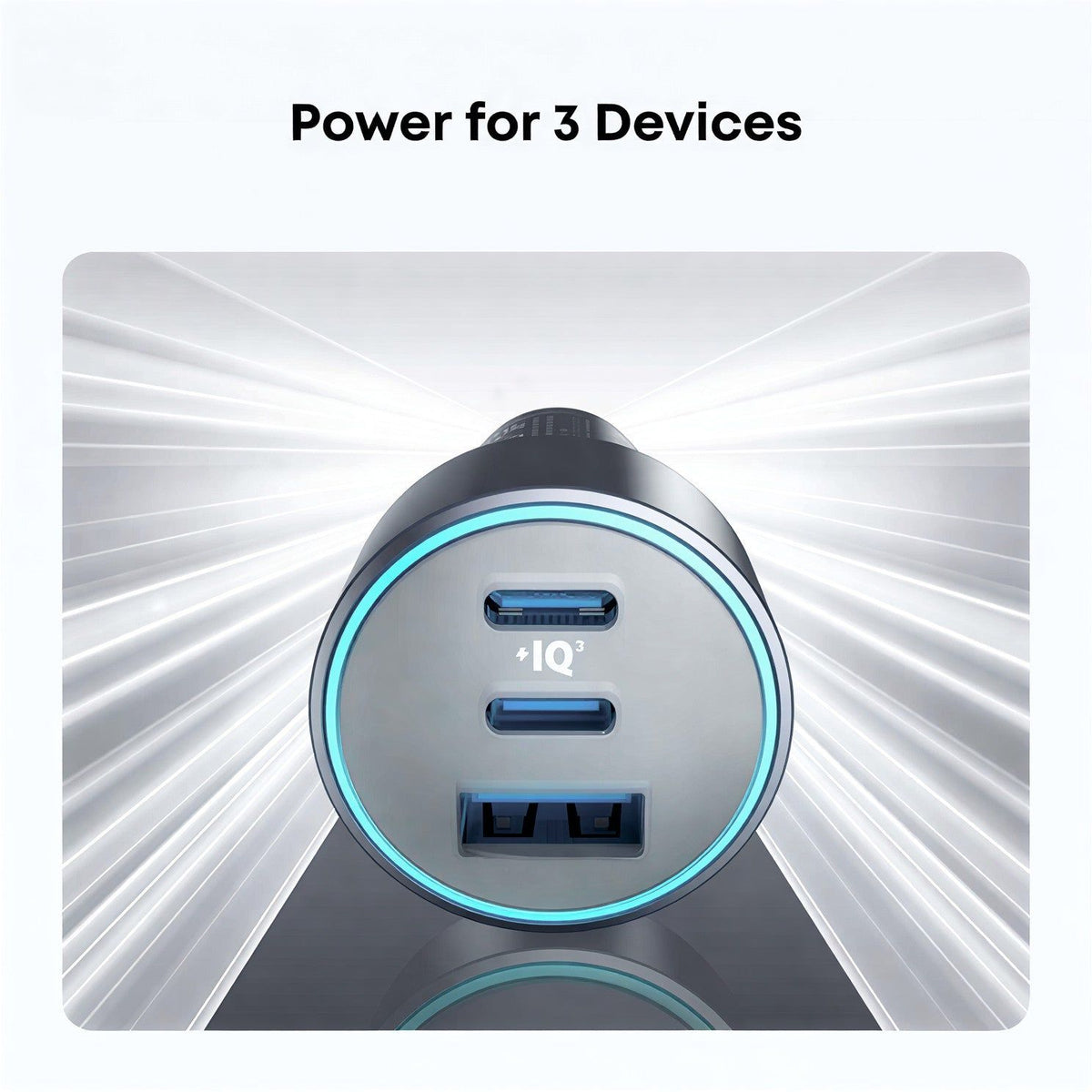 Anker 335 67W 3-Port Car Charger with USB-C Cable, Black