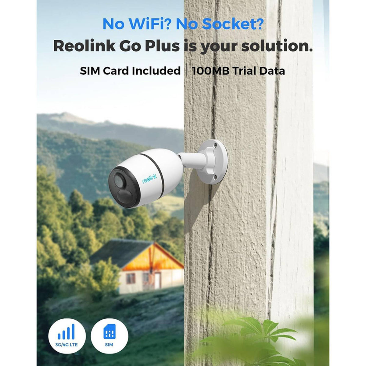 Reolink Go Plus 4G LTE Battery Security Camera, Person & Vehicle Detection, B4GB2K01