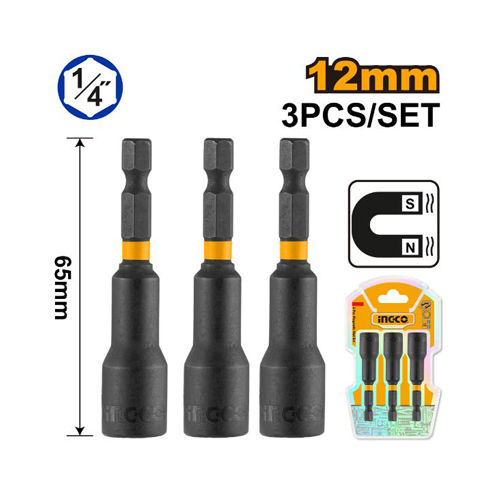 INGCO Impact Magnetic Nut Set 3 Pieces