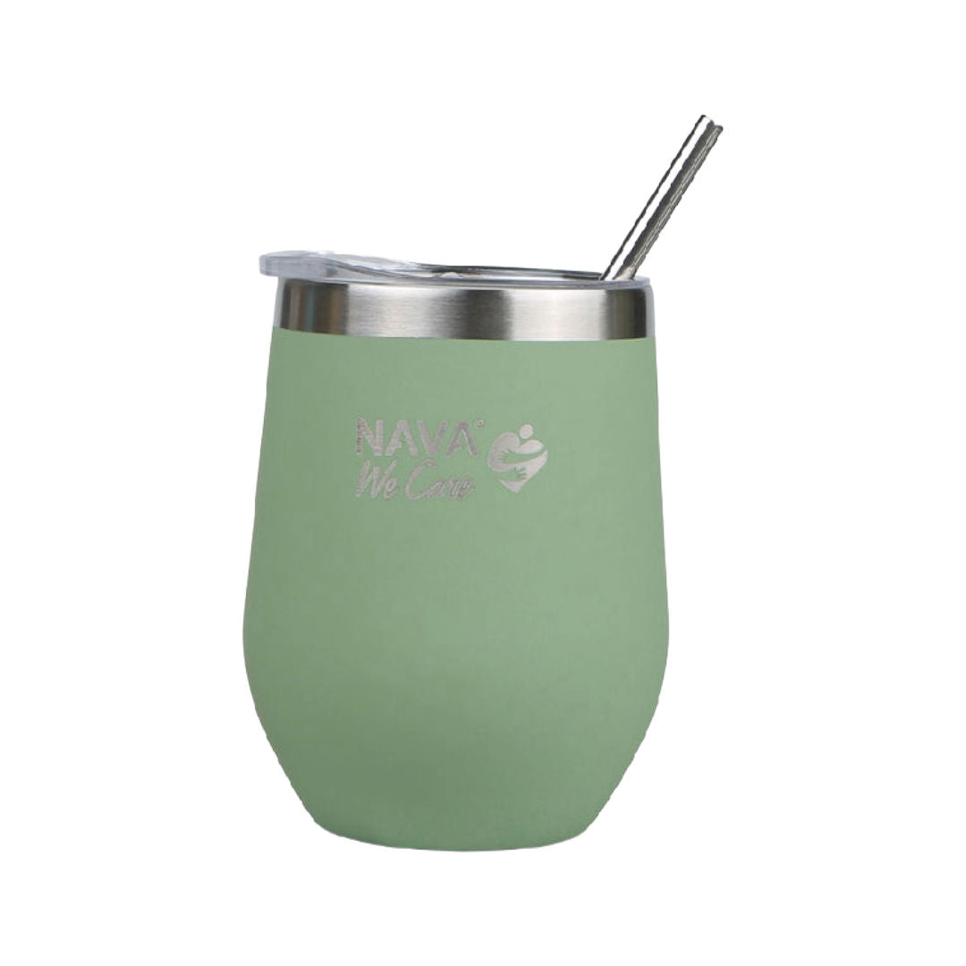 NAVA We Care Stainless Steel Insulated Travel Mug with Straw, 360ml