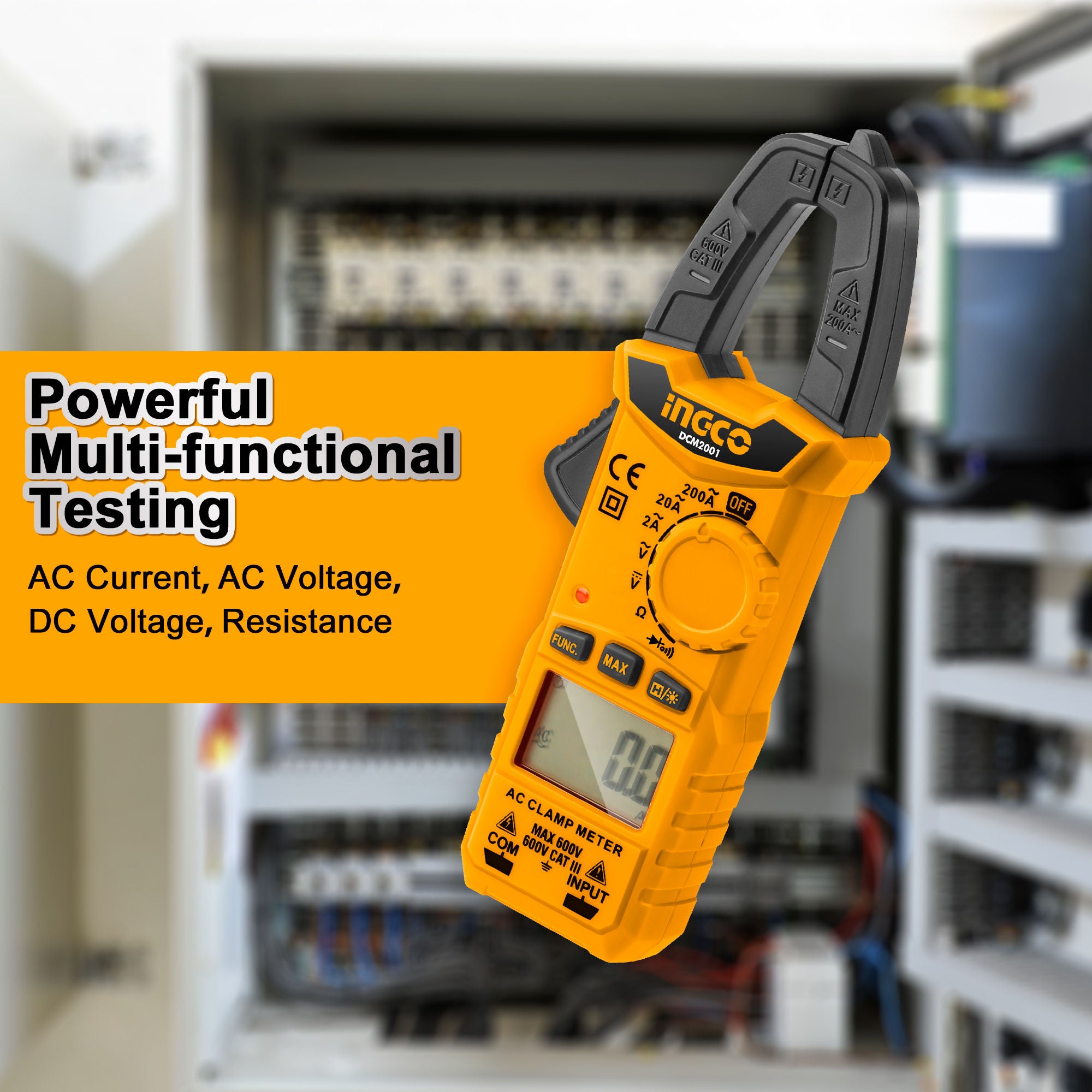 INGCO Digital AC Clamp Meter, 2000/4000 Count True RMS, AC/DC Voltage & Current Tester with NCV and Auto Power Off