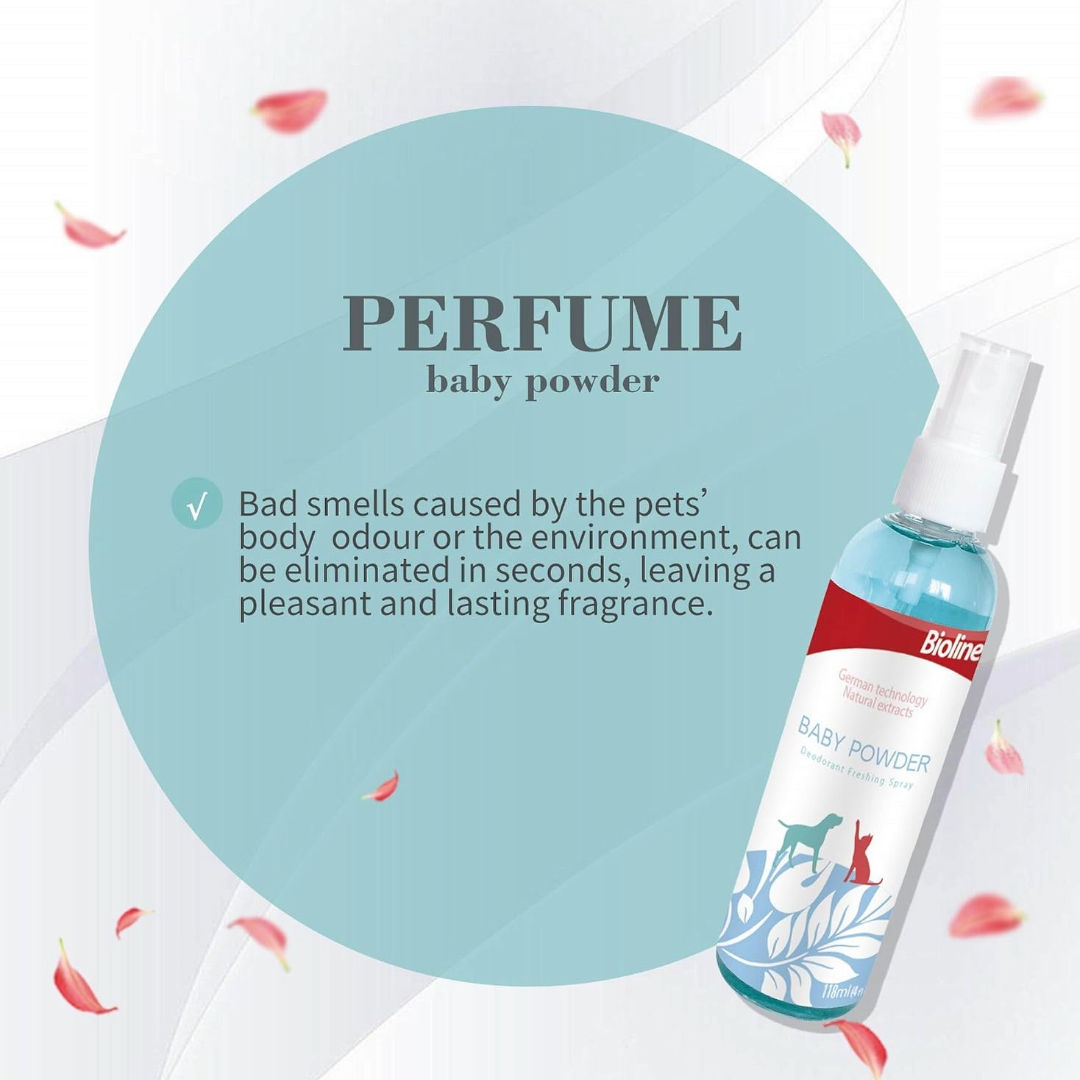 Bioline Baby Powder Deodorizing Pet Spray For Dogs & Cats, 118ml