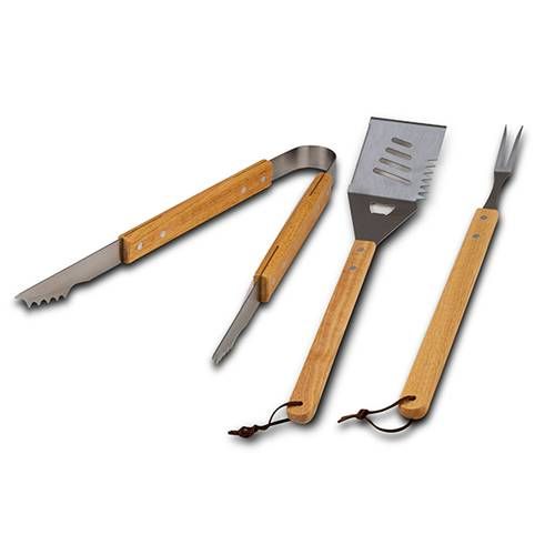 NAVA BBQ Guru 3-Piece Grilling Tool Set, Stainless Steel Tongs, Spatula & Fork