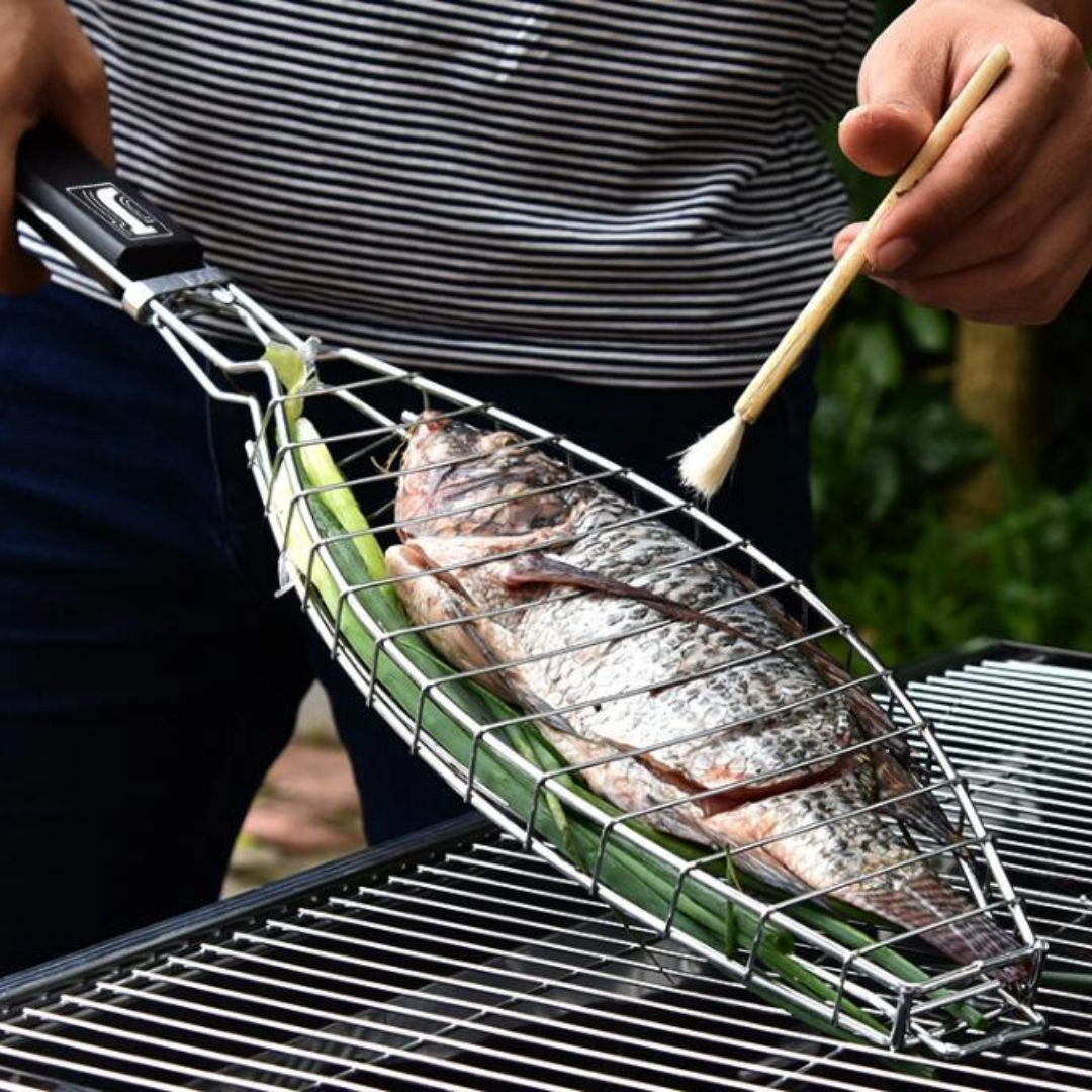 BBQ Grill Tray with Holes and Handles, Iron with Non-Stick Coating