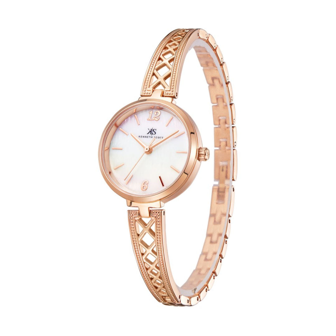 Kenneth Scott Women's Analog White Dial Watch, K22518-RBKM