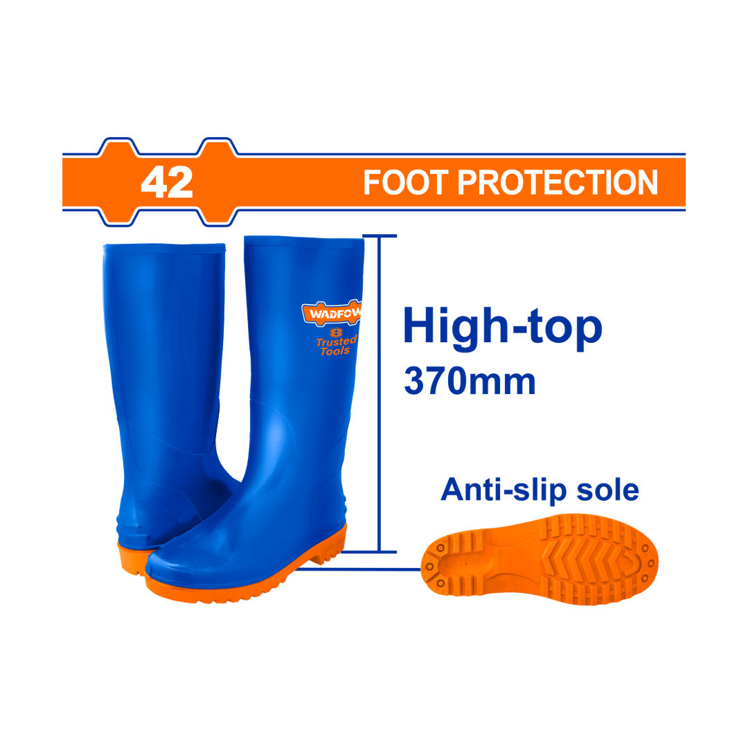 أحذية مطر WADFOW، 100٪ PVC عذراء، مقاومة للزيت والحمض والقلويات