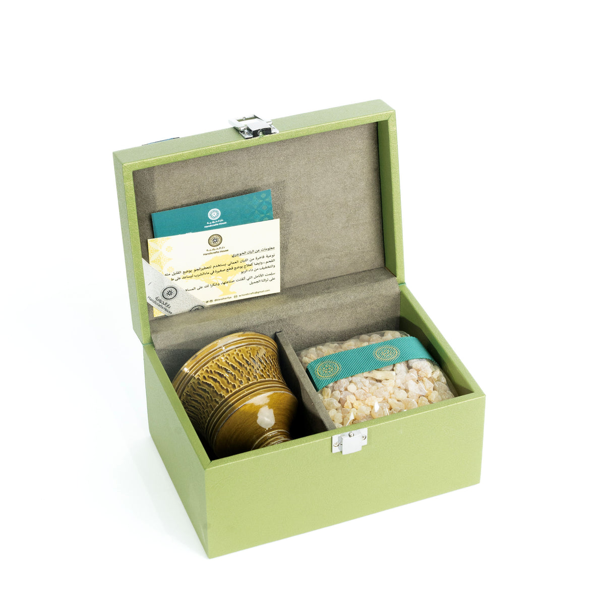 Frankincense Burner & Frankincense Gift Set in Leather Box, Assorted Colors