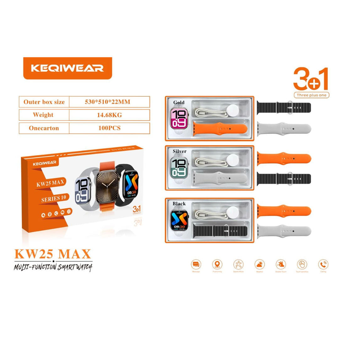 KEQIWEAR KW25 Max Smart Watch with 3 Bands