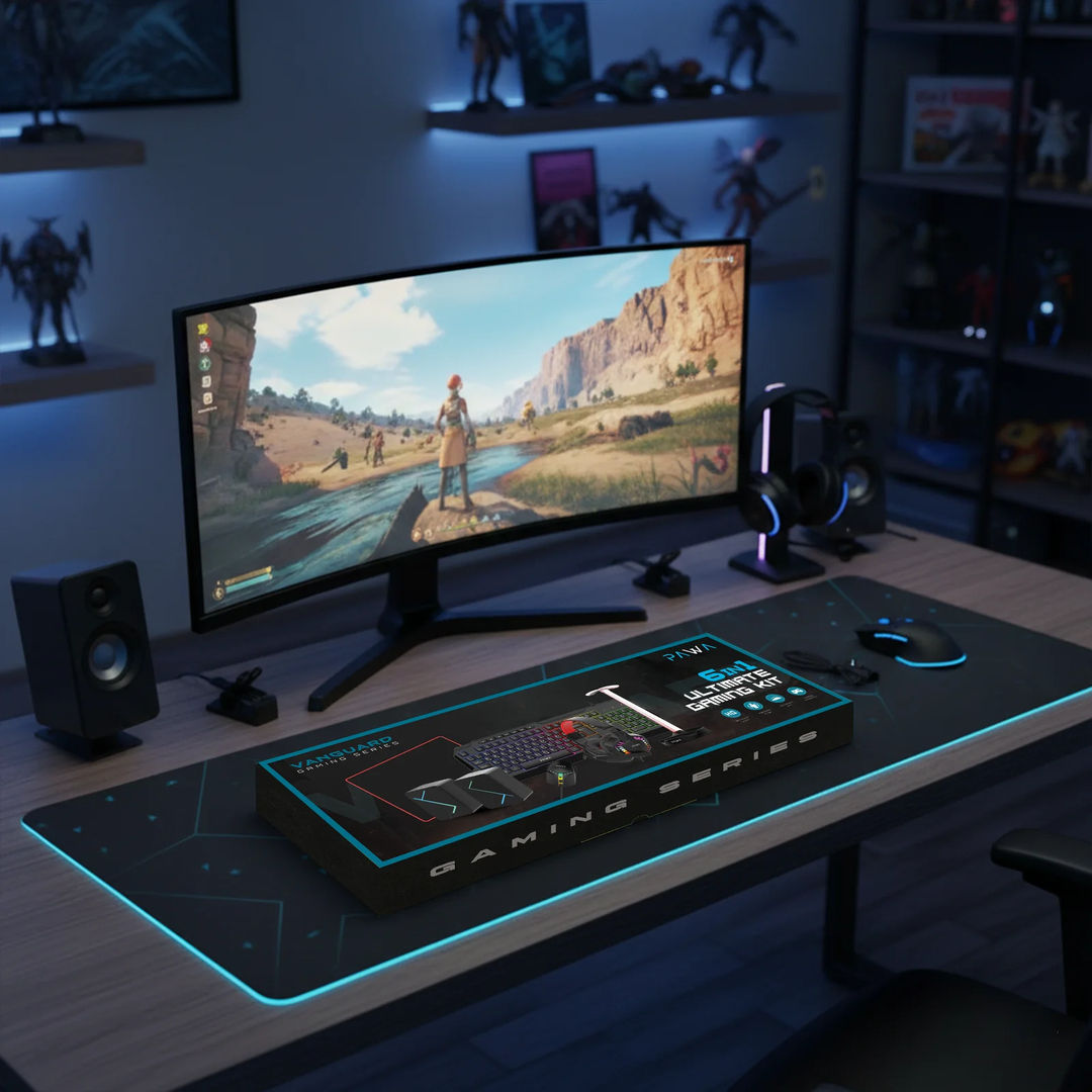 Pawa Vanguard 6 In 1 Ultimate Gaming Kit, Black