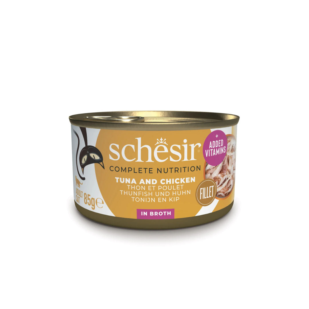 Schesir Complete & Balanced Nutrition Wet Cat Food in Broth Can, 85g
