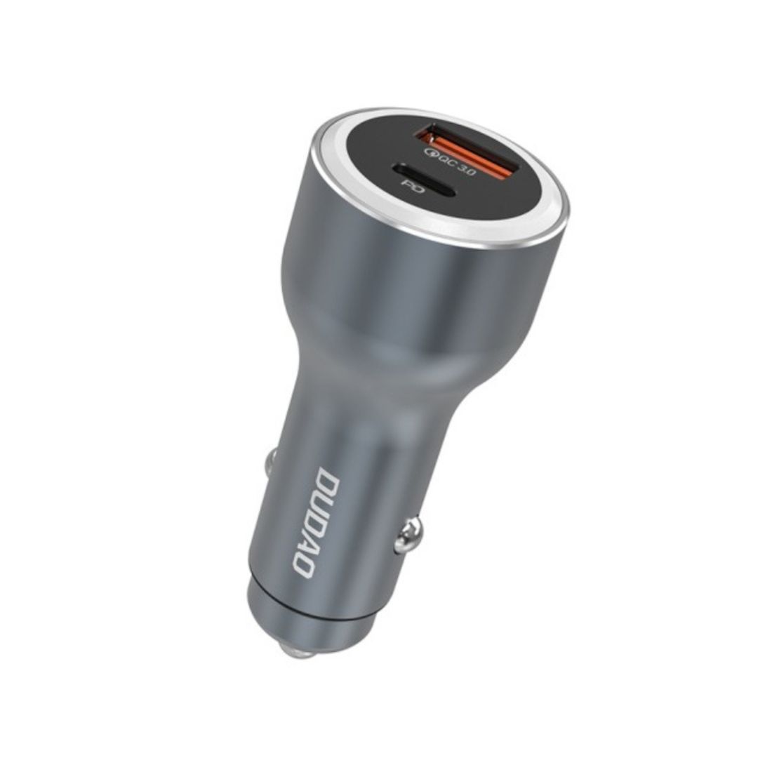 Dudao R4Ultra 120W Power Delivery Quick Charge LED Car Charger USB-A USB-C, Gray