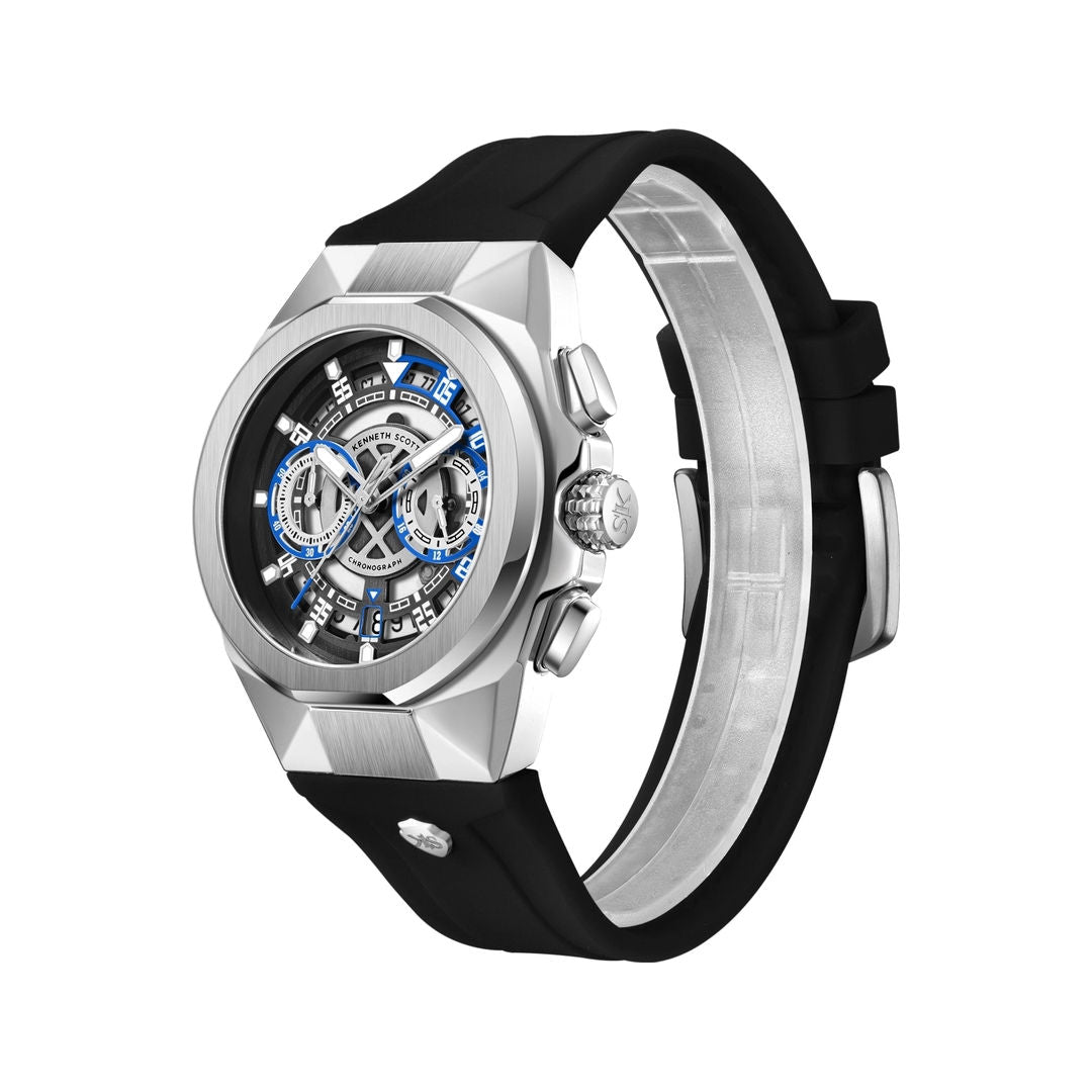 KENNETH SCOTT Men's Chronograph Black Dial Watch, K26103-SSBB Series