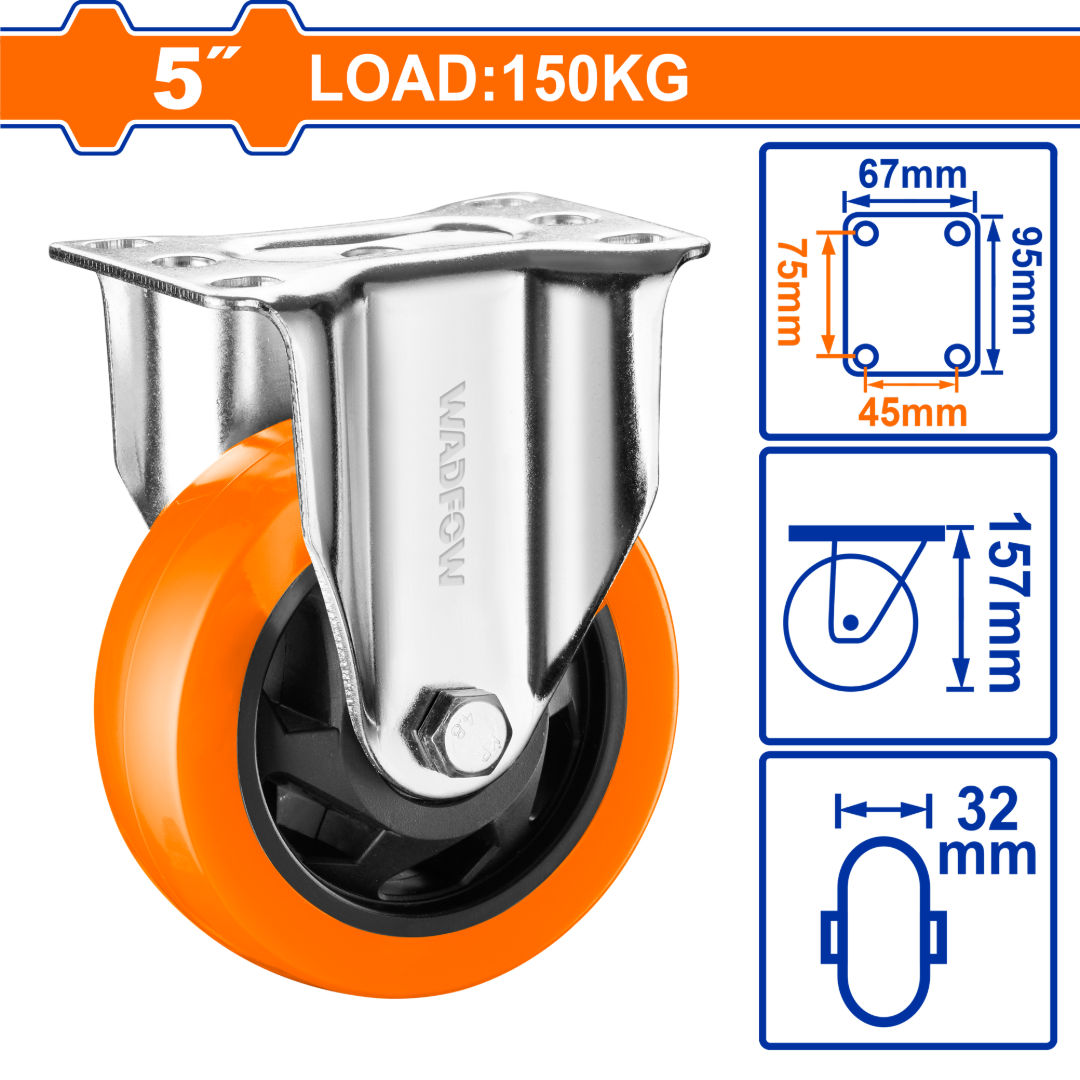 WADFOW Heavy-Duty Caster Wheels, PP + PVC, Double Bearing