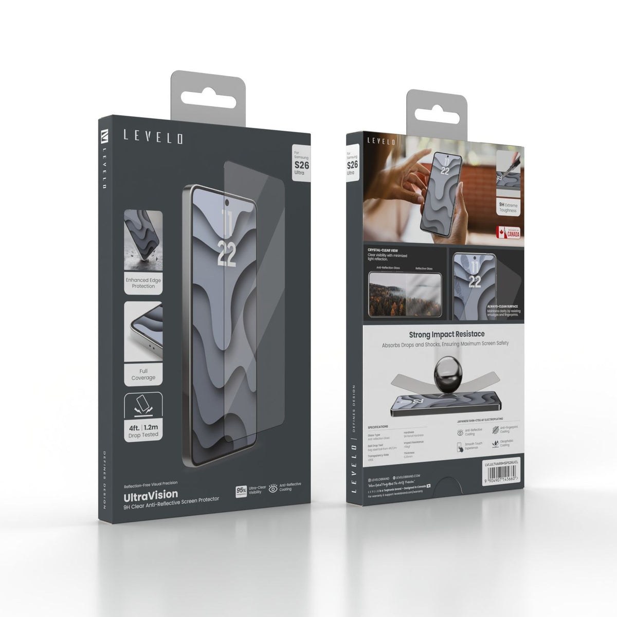 Levelo Ultravision Anti-Reflective 9H Screen Protector For Samsung S26 Series, Clear