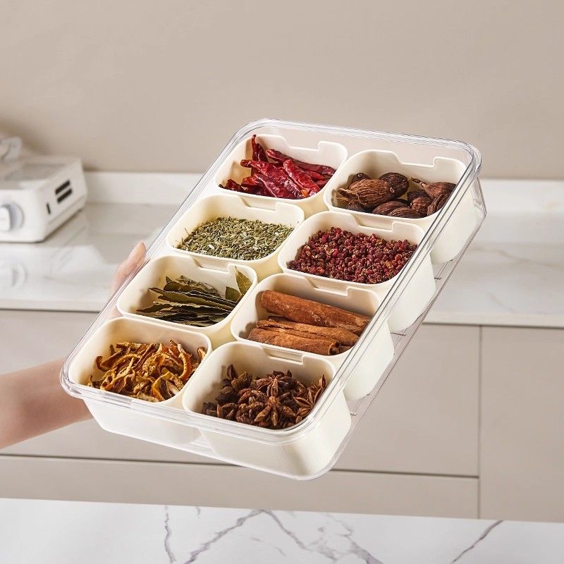 8 Compartment Spice Organizer Box - Green