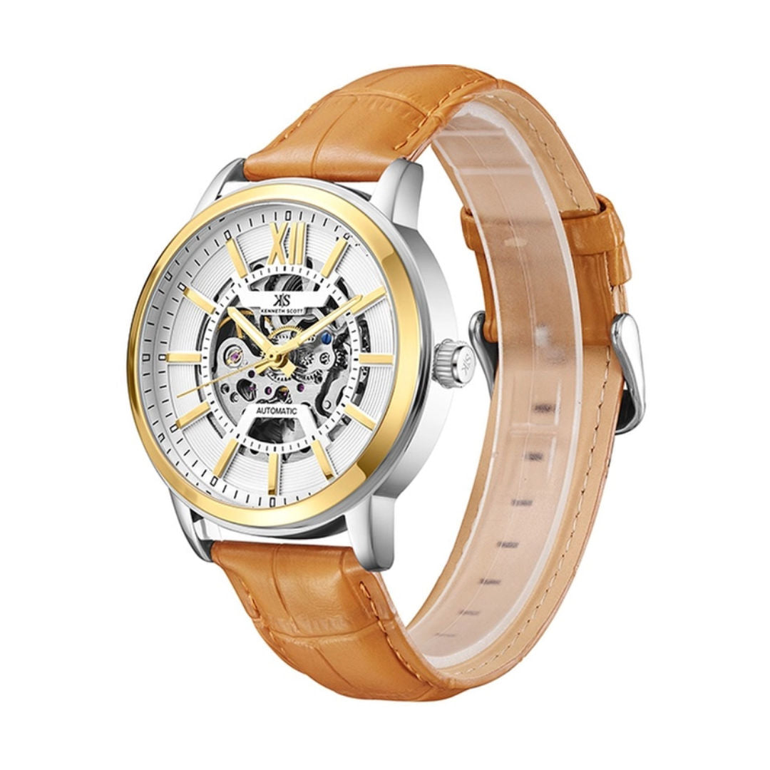 KENNETH SCOTT Men's White Dial Automatic Watch, K24323-TLFW Series