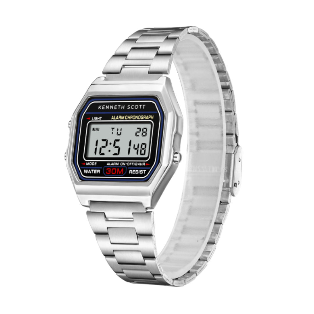 Kenneth Scott Men’s Digital Stainless Steel Watch, K25206 Series