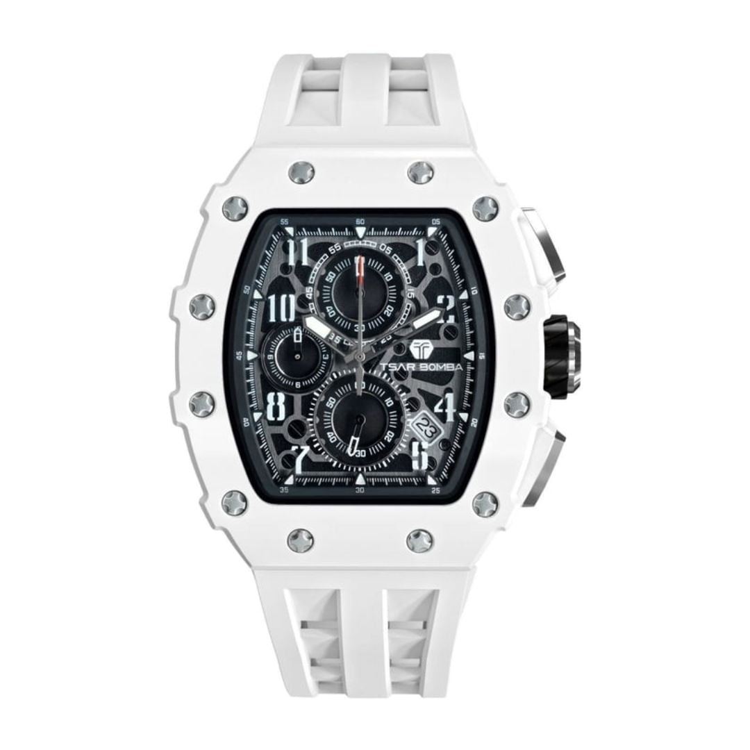 TSAR Bomba Men's White Case White Silicone Analog Watch