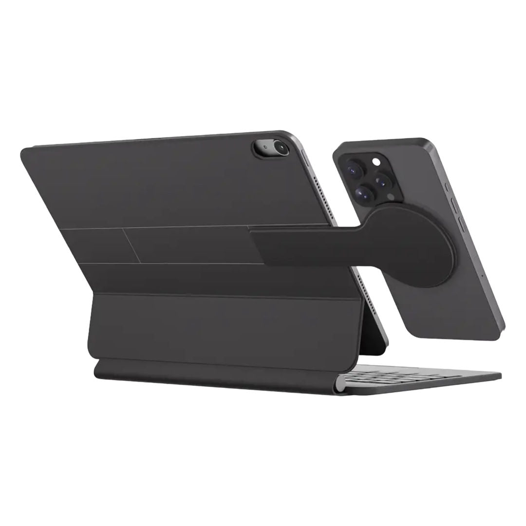 Powerology DynaBoard Wireless Keyboard Case With MagSafe Phone Holder For iPad 11", M4, Black