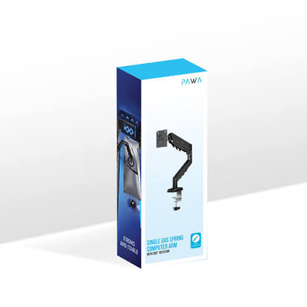 Pawa Single Gas Spring Computer Arm-Black
