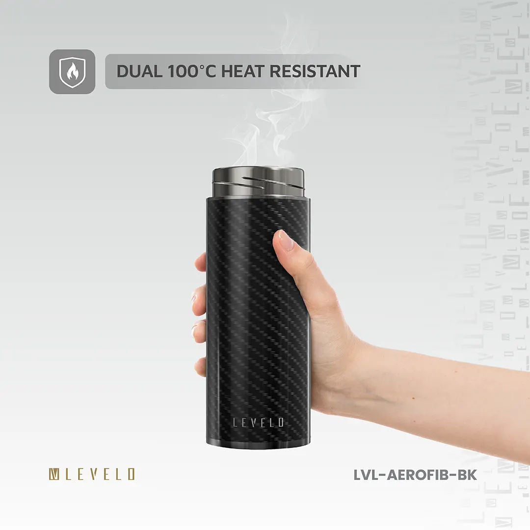 Levelo AeroFiber 350ML Carbon Fiber Bottle, Black