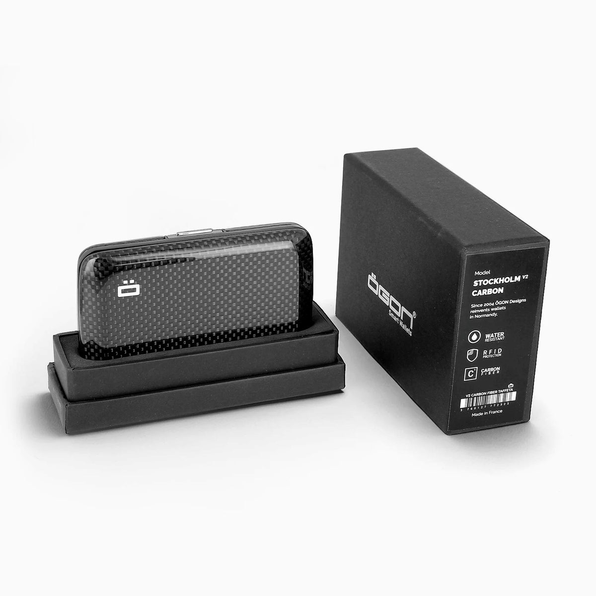 Ogon Oslo Aluminum Wallet Small Case Card Holder V2, Genuine Carbon Fiber Edition