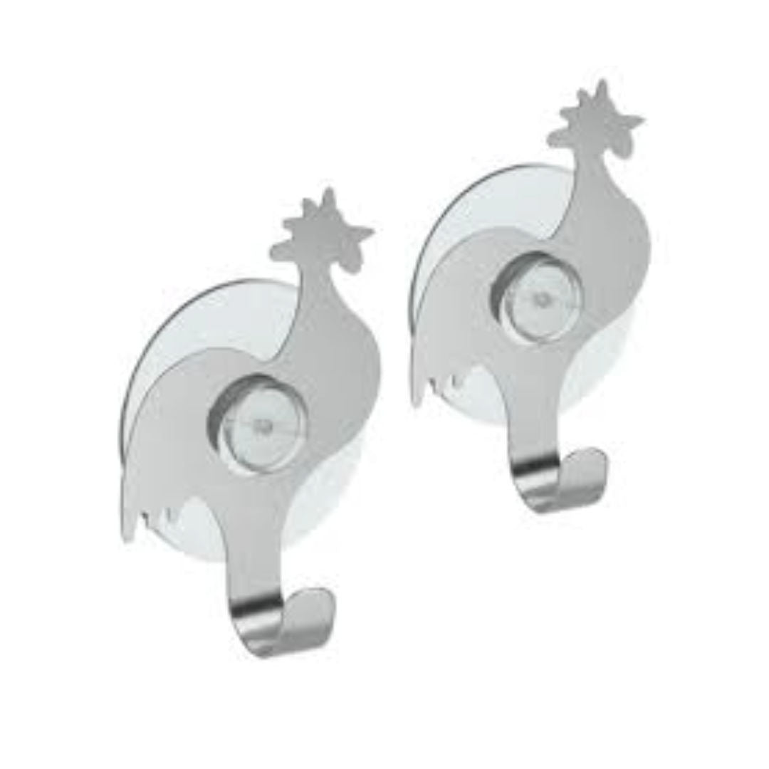 Metaltex Suction Hooks Roosters, Set of 2