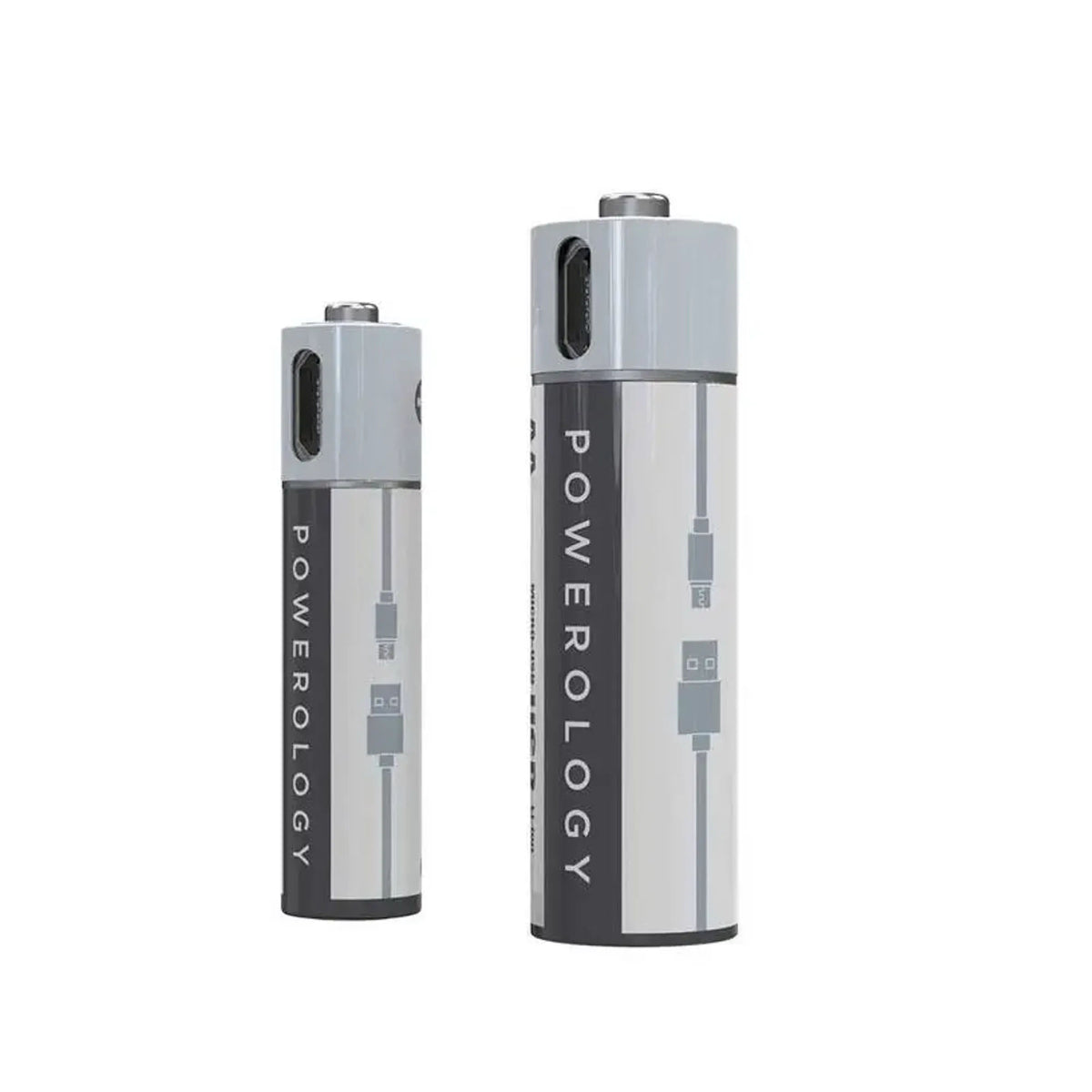 Powerology USB Rechargeable AAA Batteries, 2-Piece Pack, Built-In Micro-USB Port, PRUBAAA2