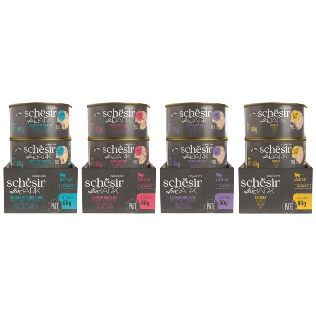 Schesir After Dark in Pâté Variety Pack Wet Cat Food, Pack Of 12m, 80gm
