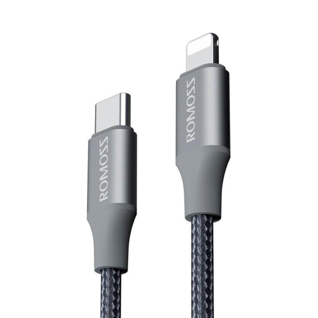 Romoss USB-C To Lightning Data Charging Nylon Braided Cable, 3A, Gray