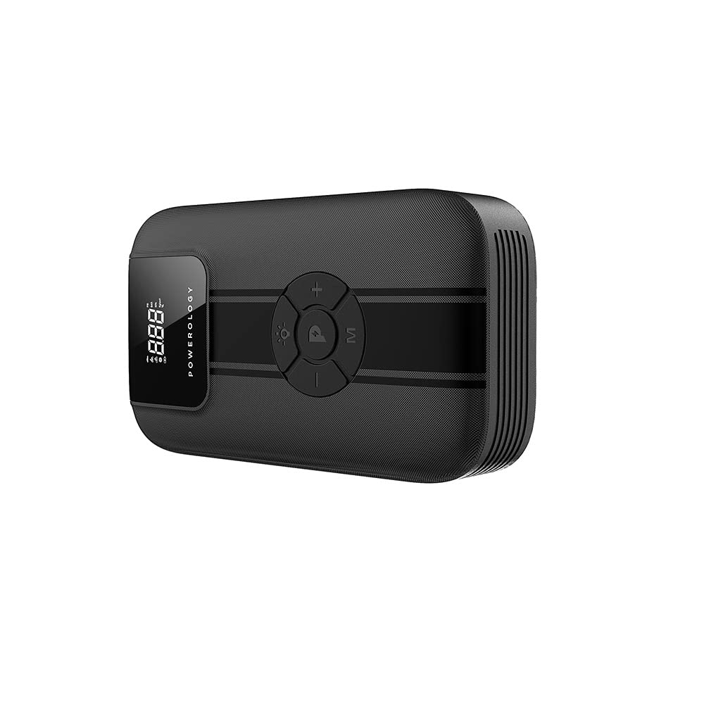 Powerology 11200mAh Jump Starter with Air Compressor, Power Bank & LED Light, 1200A Peak, USB-C Fast Charging