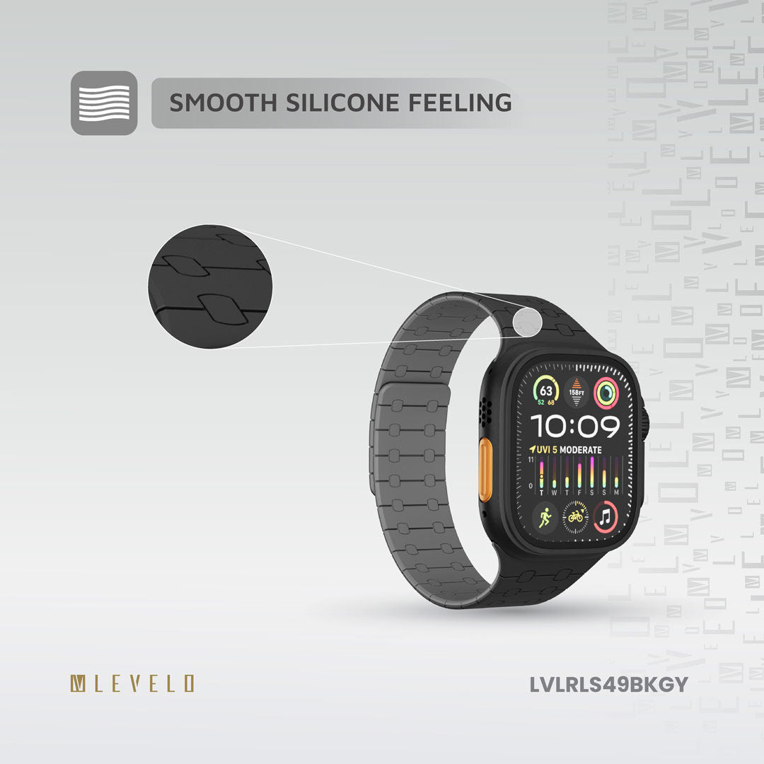 Levelo RoyalLink Silicone Watch Strap For Apple Watch 49MM