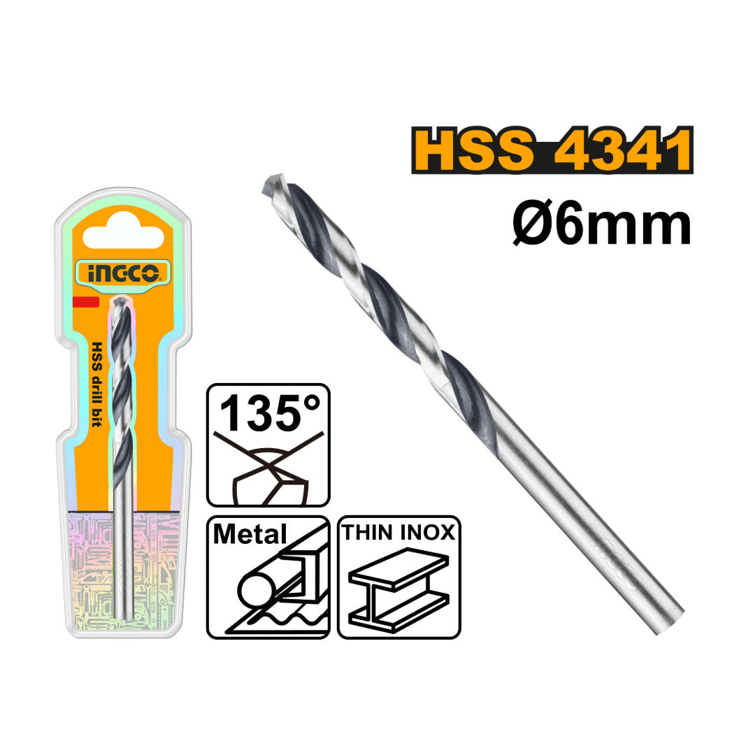 INGCO 4341 HSS Drill Bit, 6mm, 135° Split Point