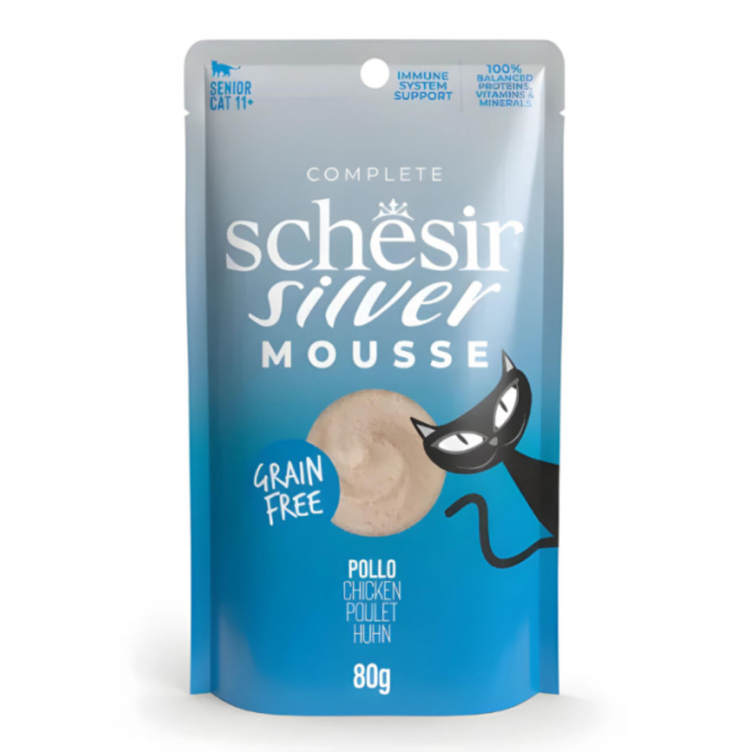 Schesir Silver Mousse Senior Cat Chicken Wet Food, 80gm