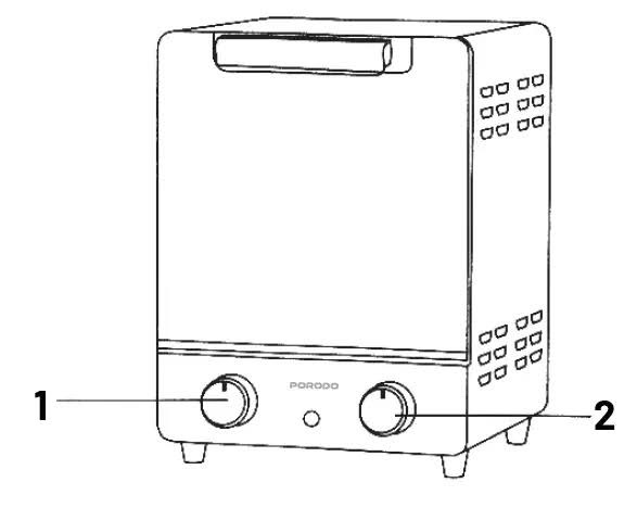 Porodo Vertical Design Temp Glass Mini Oven Bake,Grill & Toast-White
