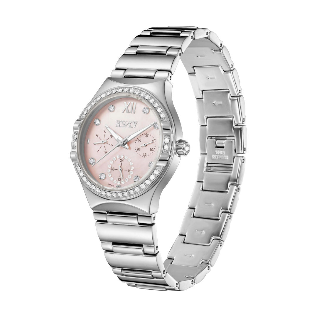 Ecstacy Women's Multi Function Pink Dial Watch, E23608-SBSMP Series
