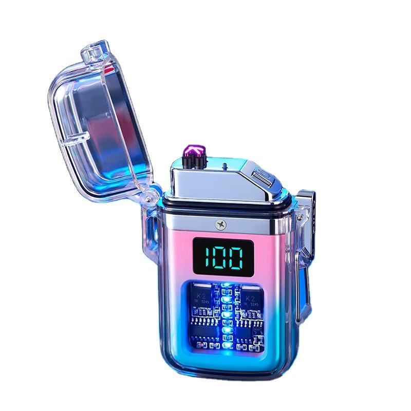 Electric Lighter Dual Arc Waterproof Rechargeable Lighter With Battery Indicator
